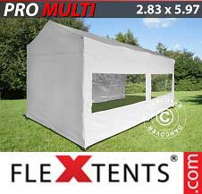 Tente Pliante Flextents Pro 2,83x5,87m Blanc, avec 6 cotés