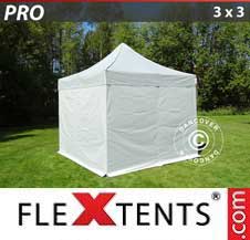 Tente Pliante Flextents Pro 3x3m argenté, avec 4 cotés