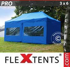 Tente Pliante Flextents Pro 3x6m Bleu, avec 6 cotés