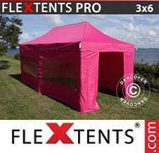 Tente Pliante Flextents Pro 3x6m Rose, avec 6 cotés