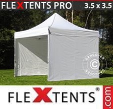 Tente Pliante Flextents Pro 3,5x3,5m Blanc, avec 4 cotés