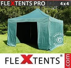 Tente Pliante Flextents Pro 4x4m Vert, avec 4 cotés