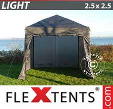 Tente pliante FleXtents Light 2,5x2,5m Grise, avec 4 cotés