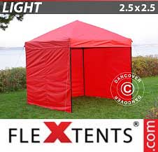 Tente pliante FleXtents Light 2,5x2,5m Rouge, avec 4 cotés
