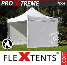 Tente Pliante FleXtents Pro Xtreme 4x4m Blanc, Ignifugé, avec 4 cotés