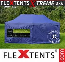 Tente Pliante FleXtents Pro Xtreme 3x6m Bleu foncé, avec 6 cotés