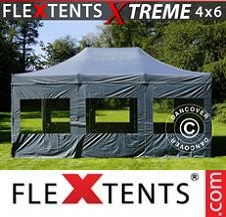 Tente Pliante FleXtents Pro Xtreme 4x6m Gris, avec 8 cotés