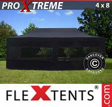 Tente Pliante FleXtents Pro Xtreme 4x8m Noir, avec 6 cotés