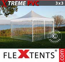 Tente Pliante FleXtents Pro Xtreme 3x3m Transparent, avec 4 cotés
