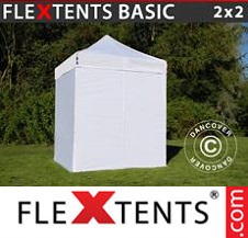 Tente pliante Flextents Basic 2x2m Blanc, avec 4 cotés