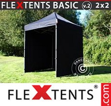 Tente pliante Flextents Basic 2x2m Noir, avec 4 cotés