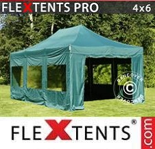 Tente Pliante Flextents Pro 4x6m Vert, avec 8 cotés