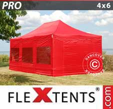 Tente Pliante Flextents Pro 4x6m Rouge, avec 8 cotés
