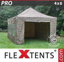 Tente Pliante Flextents Pro 4x6m Camouflage, avec 8 cotés