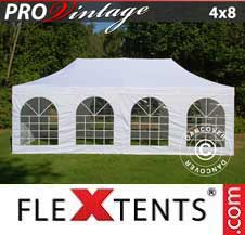 Tente Pliante Flextents Pro 4x8m Blanc, avec 6 cotés