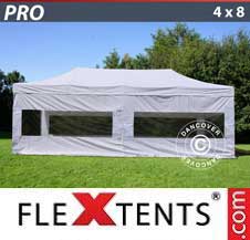 Tente Pliante Flextents Pro 4x8m Blanc, avec 6 cotés