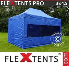 Tente Pliante Flextents Pro 3x4,5m Bleu, avec 4 cotés