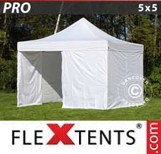 Tente Pliante Flextents Pro 5x5m Blanc, avec 4 cotés