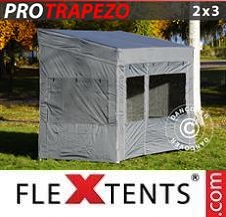 Tente Pliante Flextents Pro 2x3m Gris, avec 4 cotés