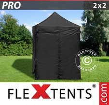 Tente Pliante Flextents Pro 2x2m Noir, avec 4 cotés