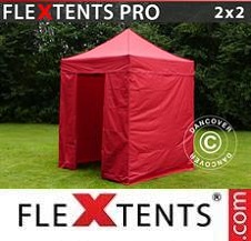 Tente Pliante Flextents Pro 2x2m Rouge, avec 4 cotés