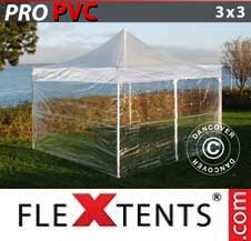 Tente Pliante Flextents Pro 3x3m Transparent, avec 4 cotés