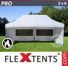 Tente Pliante Flextents Pro 3x6m Blanc, Ignifugé, avec 6 cotés