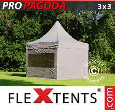 Tente Pliante Flextents Pro 3x3m Latte, Incl. 4 parois latérales