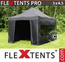 Tente Pliante Flextents Pro 3x4,5m Noir, avec 4 cotés