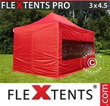Tente Pliante Flextents Pro 3x4,5m Rouge, avec 4 cotés