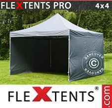 Tente Pliante Flextents Pro 4x4m Gris, avec 4 cotés