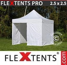 Tente Pliante Flextents Pro 2,5x2,5m Blanc, avec 4 cotés