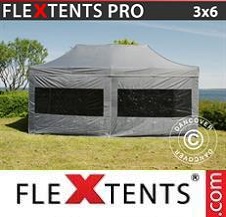 Tente Pliante Flextents Pro 3x6m Gris, avec 6 cotés