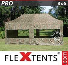 Tente Pliante Flextents Pro 3x6m Camouflage, avec 6 cotés