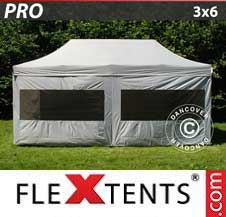 Tente Pliante Flextents Pro 3x6m argenté, avec 6 cotés