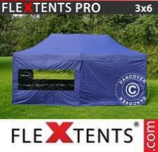 Tente Pliante Flextents Pro 3x6m Bleu foncé, avec 6 cotés