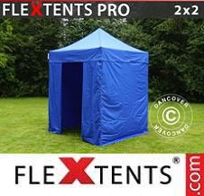 Tente Pliante Flextents Pro 2x2m Bleu, avec 4 cotés