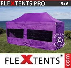 Tente Pliante Flextents Pro 3x6m Violet, avec 6 cotés