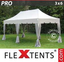Tente Pliante Flextents Pro 3x6m Latte, avec 6 rideaux decoratifs