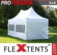 Tente Pliante Flextents Pro 3x6m Blanc, Incl. 6 parois latérales