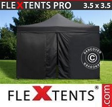 Tente Pliante Flextents Pro 3,5x3,5m Noir, avec 4 cotés