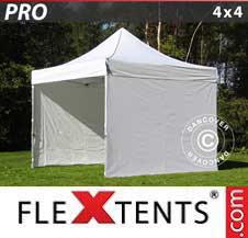 Tente Pliante Flextents Pro 4x4m Blanc, avec 4 cotés