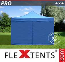 Tente Pliante Flextents Pro 4x4m Bleu, avec 4 cotés