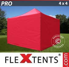 Tente Pliante Flextents Pro 4x4m Rouge, avec 4 cotés