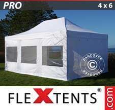 Tente Pliante Flextents Pro 4x6m Blanc, avec 8 cotés