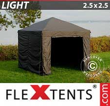 Tente pliante FleXtents Light 2,5x2,5m Noir, avec 4 cotés