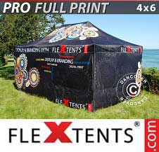Tente pliante FleXtents PRO avec impression numérique 4x6m, incl. 4 