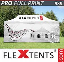 Tente pliante FleXtents PRO avec impression numérique 4x8m, incl. 4 