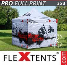 Tente pliante FleXtents PRO avec impression numérique 3x3m, incl. 4 