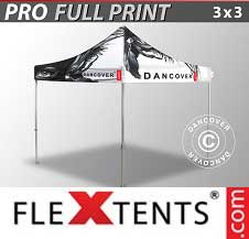 Tente pliante FleXtents PRO avec impression numérique 3x3m